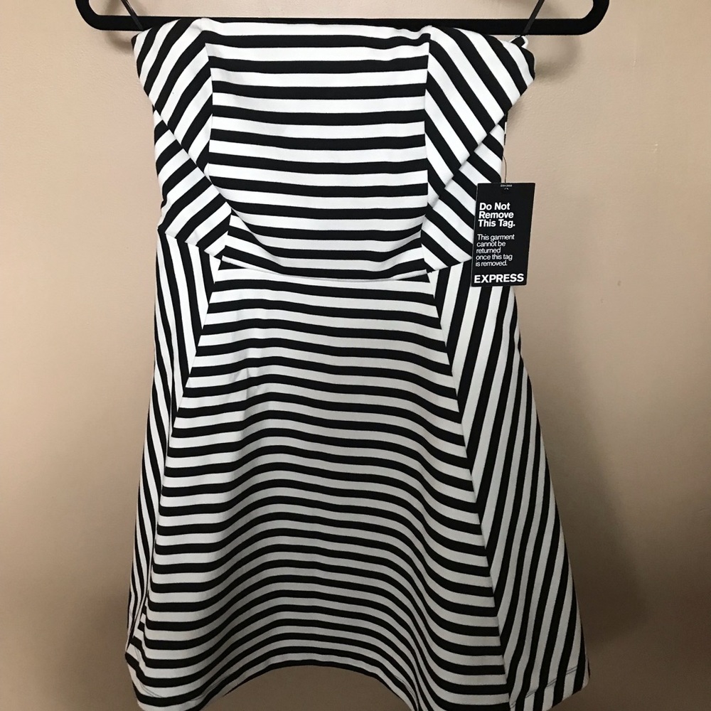 Express strapless striped dress